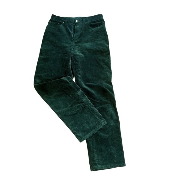 Ralph Lauren Vintage Y2K Dark Green Wide Wale Corduroy Straight Leg Jeans Pants - Picture 1 of 10